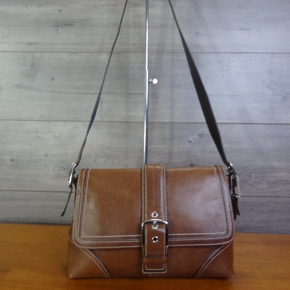 Coach Handbags - Coach F11196 Brown Leather Hampton Shoulder Bag Purse Handbag Tote Satchel